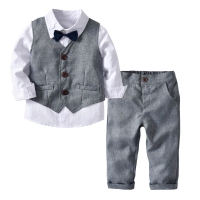 Kids Suits Blazers 2019 Autumn Baby Boys Shirt Overalls Coat Tie Boys Suit for Wedding Formal Party Wear Cotton Children Clothes