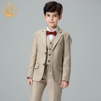 Nimble 2022 Spring Autumn Formal Suit for Boy Children Party Host Wedding Costume Coat Vest Pants 3Pcs Khaki Wholesale Clothing