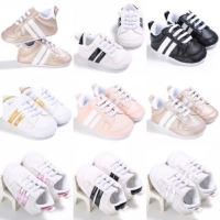 Sport Stripe Print Soft Sole Crib Shoes for Newborn Boys and Girls (0-18 months)