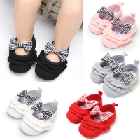 Newborn Infant Baby Girls Boys Autumn Casual Crib Shoes 4 Style Cotton Bow Slip On Ruched Baby Soft Sole Shoes