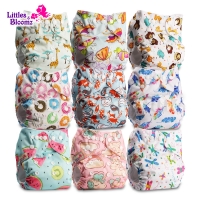 [Littles&Bloomz] 9pcs/set Baby Washable Reusable Real Cloth Pocket Nappy Cover Wrap, 9 Nappies/Diapers And 0 Inserts In One Set
