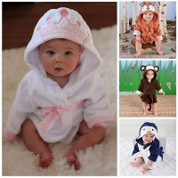 Baby Bath Towels Set with Animal Hooded Characters - Cartoon Infant Robe Luvable Friends Square Towels