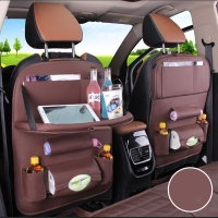 Car Seat Organizer Storage Bag - Multi-Pocket PU Leather Hanging Universal Auto Holder for Shopping Cover