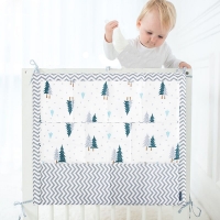 Baby Cot Bed Hanging Storage Bag, Cotton Crib Organizer with Toy and Diaper Pocket (50x60cm) from Muslin Tree