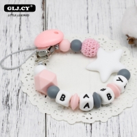 NEW DIY Silicone Baby Pacifier Clip Personalised Name Colorful Pacifier Chain for Baby Teething Soother Chew Toy Dummy Clips