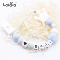 Personalized Name Silicone Teething Pacifier Clips With Safe ABS Beads Silicone Pacifier Chain Holder For Nipples Baby Chew Toys