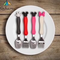 Qshare Baby Tableware Dessert Spoon for Children Feeding Spoon Fork Baby Gadgets Feedkid Children's Cutlery for Kids Baby Stuff