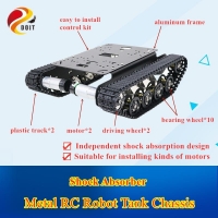 Free Shipping Shock Absorber Metal RC Robot Tank Chassis Kit with Track, DC Motor, Tracked Mobile Platform R3 Raspberry Pie