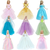 Handmade Wedding Doll Dress Princess Evening Party Ball Long Gown Skirt Bridal Veil Clothes for Barbie Doll Accessories DIY Toy