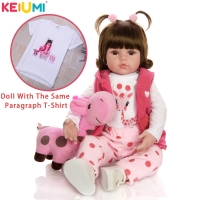 KEIUMI Baby Reborn Real Menina Soft Silicone Reborn Baby Dolls Birthday Gifts Fashion Stuffed Doll Toys With Giraffe Playmate