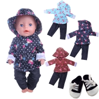 Cute Pattern Casual Raincoat 3Pcs=Hat+Coat+Pants Fit 18 Inch American&43 CM Baby Doll Clothes Accessories,Girl's Toys,Generation