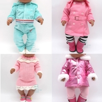 43cm Doll Clothes: Fur Coat with Collar and Baby Tights, Fits American Doll and Toy Born Doll Accessories