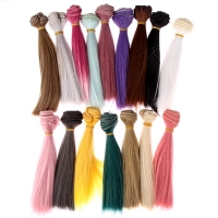 15cm Doll Wig with Straight Synthetic Fiber Hair and Temperature Wire for Doll Accessories.