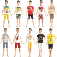 NK 1 Pcs Doll Casual Wear T-Shirt Trousers Summer Outfit Short Pants Ken Clothes Mix Style For Barbie Ken Doll Accessories JJ