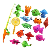 Bath Toy Fishing Fish Model Magnetic Bathtub Set Gift for Baby Child - 15pcs