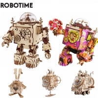 Robotime 3D Wooden Puzzle 5 Kinds Fan Rotatable DIY Steampunk Model Building Kits Assembly Toy Gift for Children Adult AM601