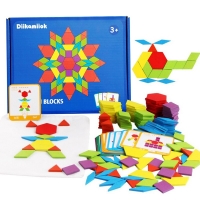 Diikamiiok 155 Piece Kids Wooden Jigsaw Puzzle Geometric Shape Board Learning Toy Baby Montessori Educational Toys for Children