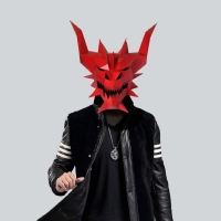Paper Mask 3d Red Devil Ghost Monster Costume Cosplay DIY Paper Craft Model Mask Christmas Halloween Prom Party Gift