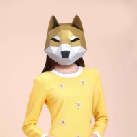 3D Paper Mask Fashion Cute Dog Animal Costume Cosplay DIY Paper Craft Model Mask Christmas Halloween Prom Party Gift