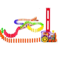 Domino Train Set with Motorized Car and 120 Dominoes - Educational Toy for Kids; Perfect Xmas or Bday Gift