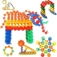 Colorful Snowflake Building Blocks Set - 500 Pieces for Kids' Education and Fun.