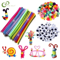 Colorful Plush Sticks with Wool Pompoms for DIY Montessori Crafts and Math Counting Education - Fun Stick Puzzles for Kids
