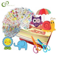 96Pcs/48Pcs Kids Cartoon Color Paper Folding and Cutting Toys Child Kingergarden Art Craft DIY Educational Toy Free Shipping GYH