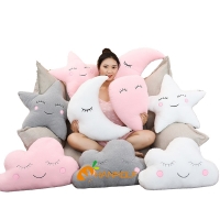Plush Moon Star Cloud Shaped Pillows for Room Chair Decor and Seat Cushion, Pink/White/Grey