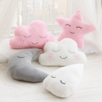 Soft Plush Moon and Star Cushion with Raindrop Design - Adorable Kawaii Stuffed Toys for Girls, Babies and Children's Pillow - Perfect Gift Idea.