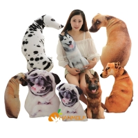 Printed Plush Pillow of Sitting Dogs and Cats (45-90cm) - Realistic Design of Shepherd, Husky, Hound, Shar Pei, Spotty Dog and Grey Cat for Decoration and Comfort.