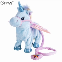 Funny Toys  Electric Walking Unicorn Plush Toy Stuffed Animal Horse Music Doll For Children Christmas Gifts