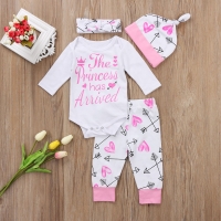 Pudcoco Girl Suits 4PCS Newborn Infant Baby Girls Clothes Playsuit Romper Pants  Outfit Set