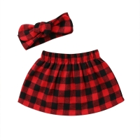 Newborn Baby Girl Clothes Christmas Plaid Skirt+headband Outfits Set Clothes Cute Skirt For Baby Girls Red Plaid 0-24 Months