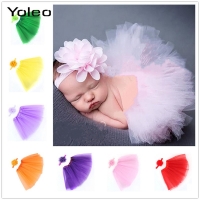 Newborn Baby Gilrs Clothes Skirt with Flower Headband Set Photography Props Fashion Princess Tutu Skirt for Infant Baby