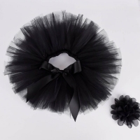 Baby Girl Black Tutu Skirt & Headband Set - Ideal for Newborn Photoshoot, Infant Birthday & Tulle Tutus Outfit (0-12 Months)
