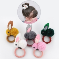 Children's Rabbit Hair Ring with Animal Hair Ball: Cute Korean Hair Elastic Bands for Girls, Perfect Hair Accessories and Ornaments.