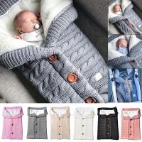 Winter Baby Sleeping Bag Knitted Buttoned Swaddle Wrap for Infant, Stroller, and Toddler