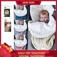 Baby Sleeping Bag Winter Envelope For Newborns Baby Thickening Plus Velvet Knit Warm Sleeping Bag Wool Stroller Sleeping Bag