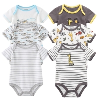 Summer Cotton Baby Rompers Set - 3 Pack, Short Sleeve Jumpsuits for Boys & Girls