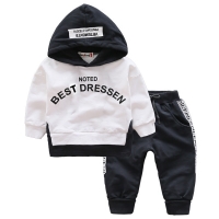 Kids' Casual Tracksuits - 2-Piece Cotton Hooded T-shirt and Pants Set for Spring and Autumn Fashion
