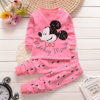 2-Piece Winterborn Cotton Baby Girl Clothing Set with Minnie Mouse Pajamas
