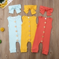 Newborn Infant Baby Girl Boy 2pcs Outfit Romper Jumpsuit Bodysuit Clothes Set  Autumn Spring  Headband 0-18M 2pcs Cotton