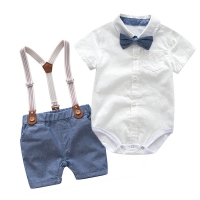 Baby Boys Gentleman Clothes Sets 2021 Summer Wedding Party Birthday Newborn Infant Boy Clothes Tops+Shorts 2Pcs Kids Boy Outfits