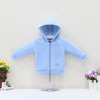 Baby hooded velour blouse long sleeve boys and girls zipper coat with embroidered kids clothes for autumn or winter christmas