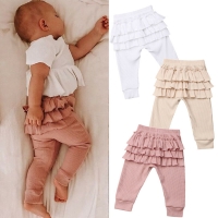 Elastic Waist Ruffle Long Pants for Baby Girls and Boys (0-3 years)