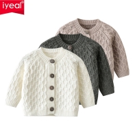 Handmade Knitted Baby Cardigan Sweater for Boys and Girls - Solid Color, Single-Breasted Infant/Toddler Clothing by Iyeal.