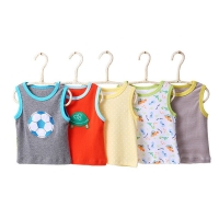 [5Pcs/lot Random Color]Baby Girl Tops Cartoon Print Infant Girls Vest T Shirt Cotton Sleeveless Newborn Boy T-shirt Summer Vest