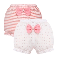 Cotton Baby Girl Shorts with Stripe Bow - Pack of 2 (6-24 months)