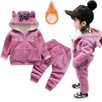 Winter Thick Warm Boys Girls Clothing Set Plush Cotton Suit For Girl Heavy Withstand The Severe Cold Toddler Children Outfit