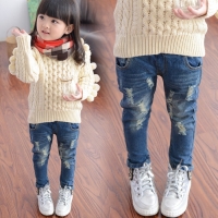 Spring Spring and Autumn New Hole Jeans Girl Children Baby Old Pants Denim Pants Tide 2-7 8 Ages  3t Jeans Girls Ripped Jeans